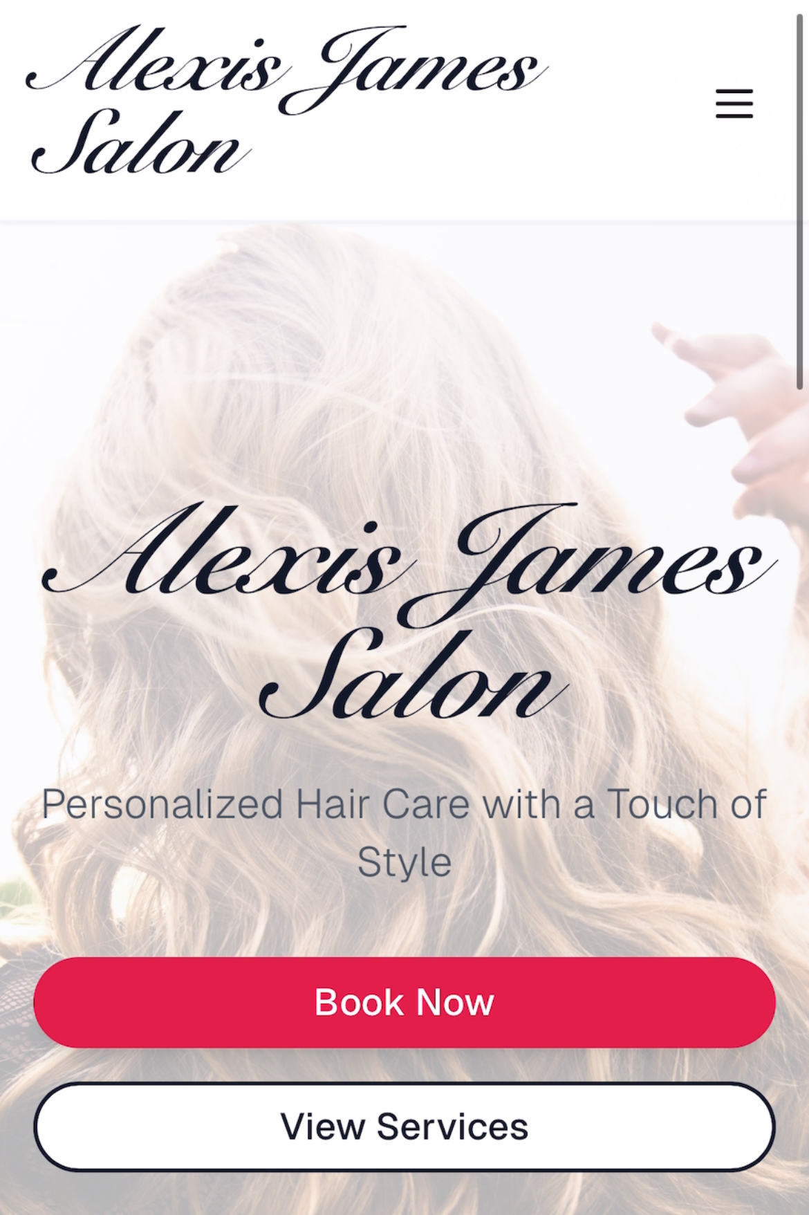 Alexis James Salon - Hair Salon Website by Built2Book